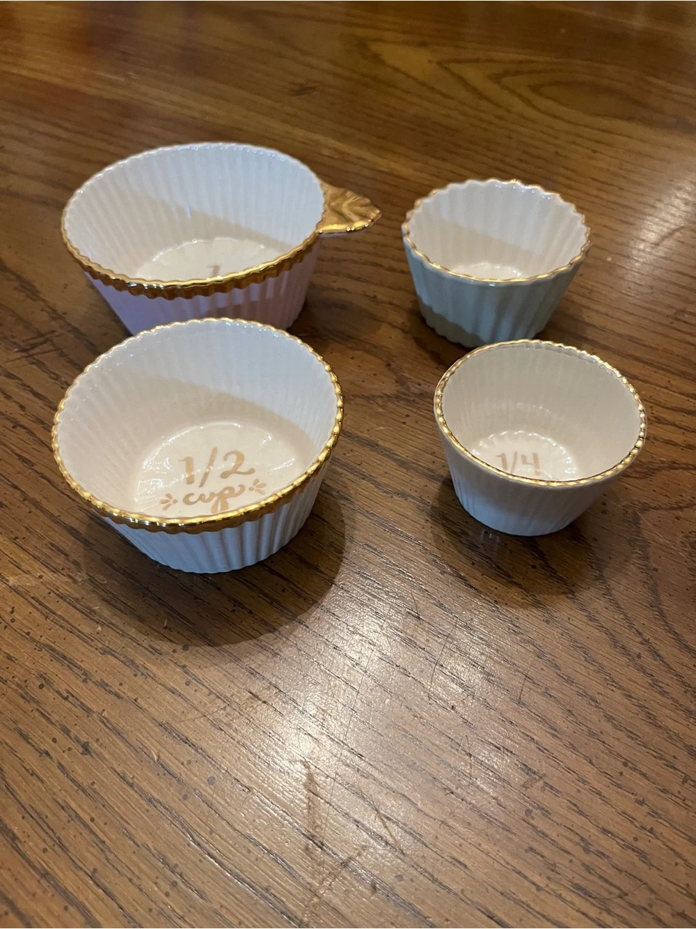 Lapin Regency Stacked Porcelain Pastel Measuring Cups with Gold Rim